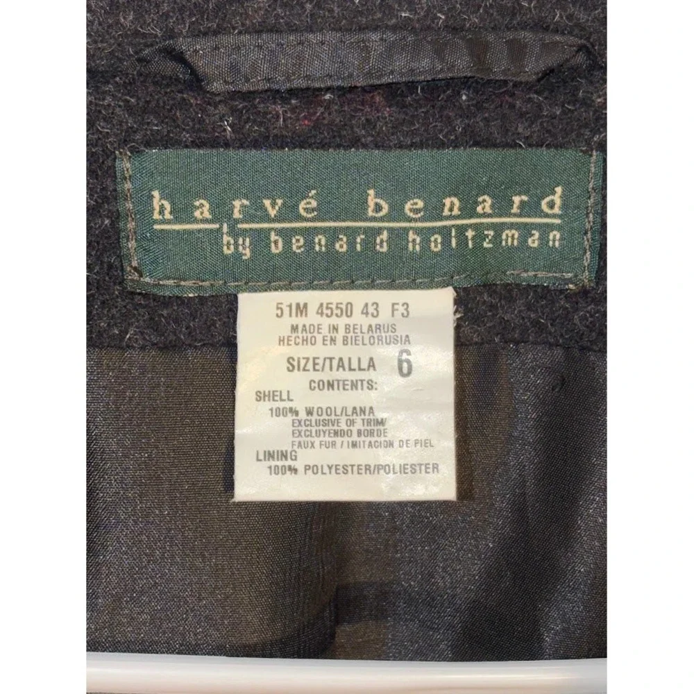 Harve Benard by Benard Holtzman Vintage 100% Wool Jacket Faux Fur Collar Grey 6